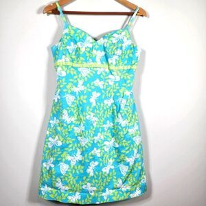 Lilly Pulitzer Vintage Air Show Butterfly Blue Lined Dress Size 6